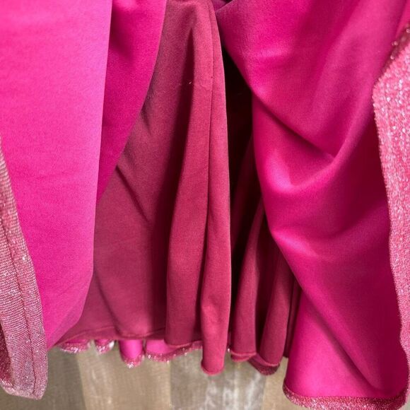 B.Darlin Pink Sparkly Glitter Fit And Flare Pocketed Mini Dress Large - Picture 8 of 8